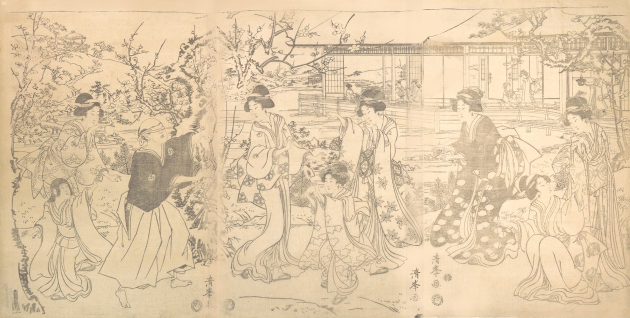 Scène uit de Chushingura-wraak van de 47 loyale detailhandelaren, ca. 1820 door Torii Kiyomine