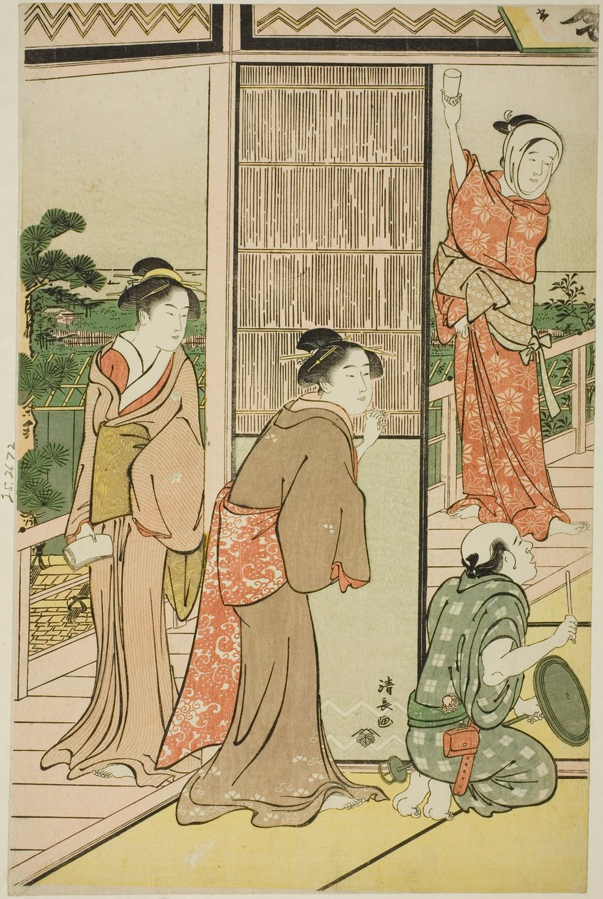 Een feest in de Shinagawa Pleasure Quarters door Torii Kiyonaga