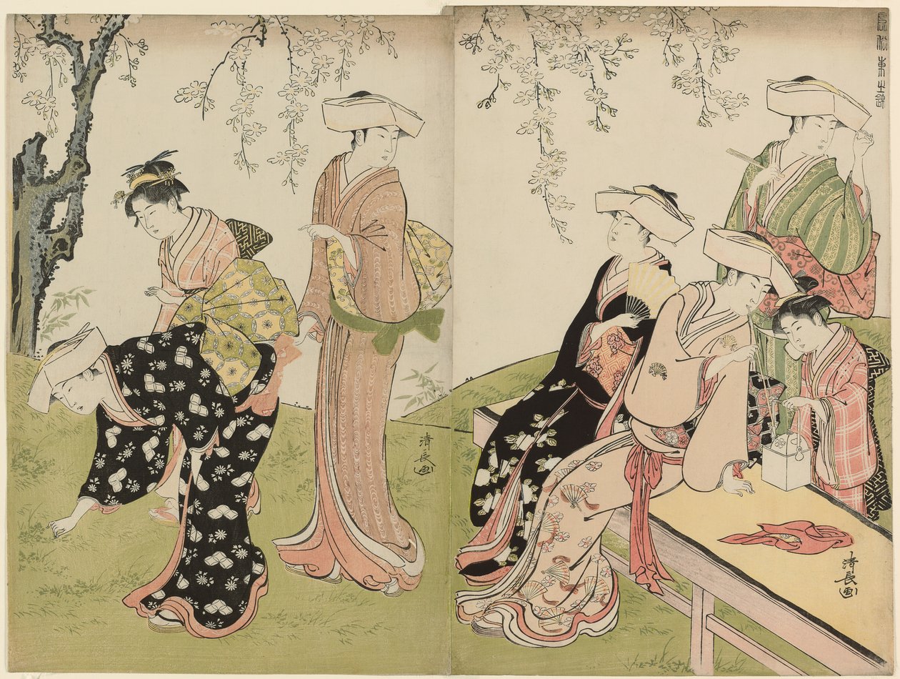 Een uitje in de lente, uit de serie Een Brokaat van Oosterse Manieren (Fuzoku azuma no nishiki) door Torii Kiyonaga
