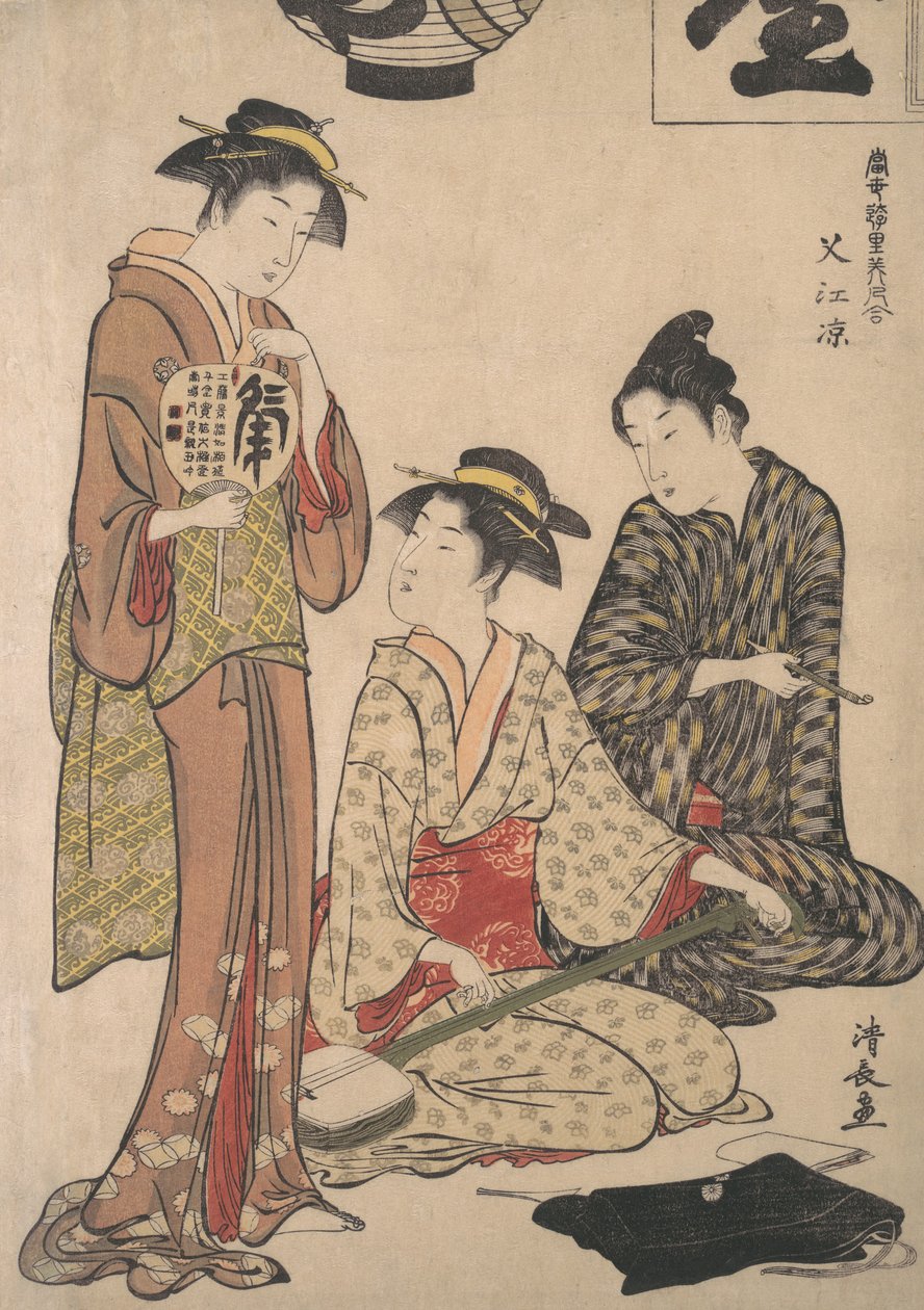 Genieten van de avondkoelte in Nakasu, ca. 1782-83 door Torii Kiyonaga