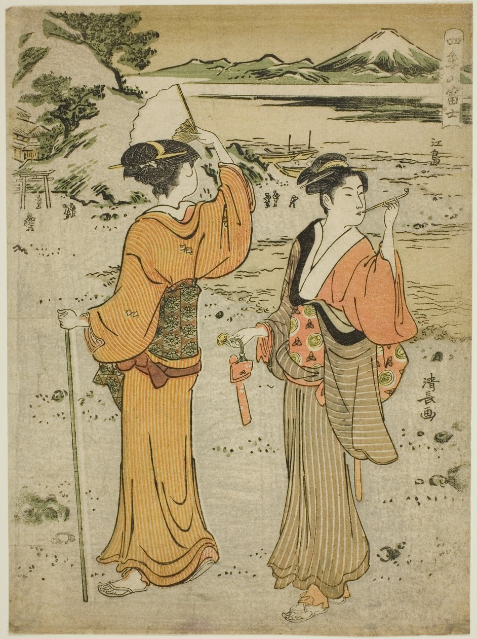 Enoshima, uit de serie "Mount Fuji in de Vier Seizoenen (Shiki no Fuji)" door Torii Kiyonaga
