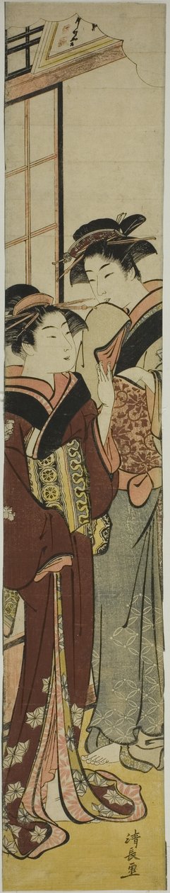 Geisha in gesprek met haar dienstmeisje door Torii Kiyonaga