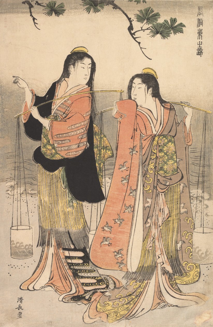 De pekelmeisjes van Suma Shiokumi, Suma, 1783 door Torii Kiyonaga