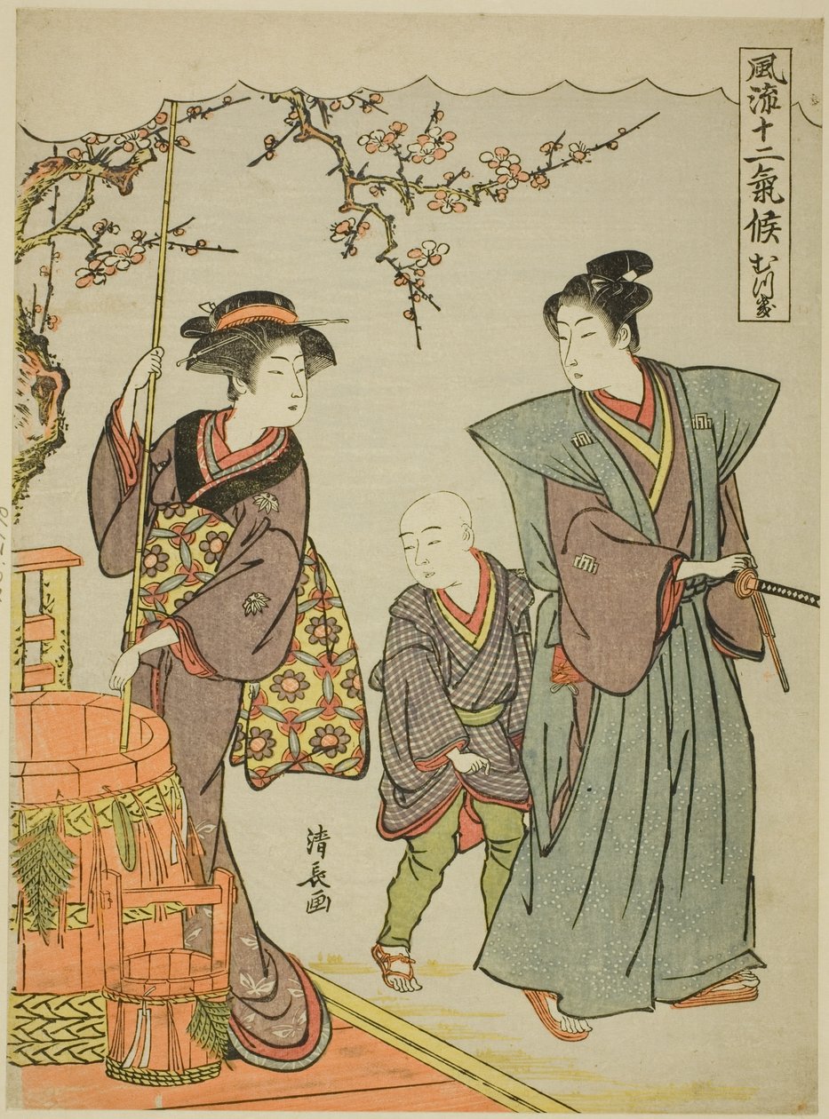 De eerste maand (Mutsuki), uit de serie "Modieuze twaalf seizoenen (Furyu juni kiko)" door Torii Kiyonaga