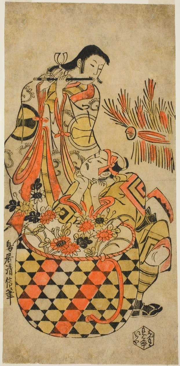 De acteurs Ichikawa Danjuro II en Ichikawa Monnosuke I door Torii Kiyonobu I
