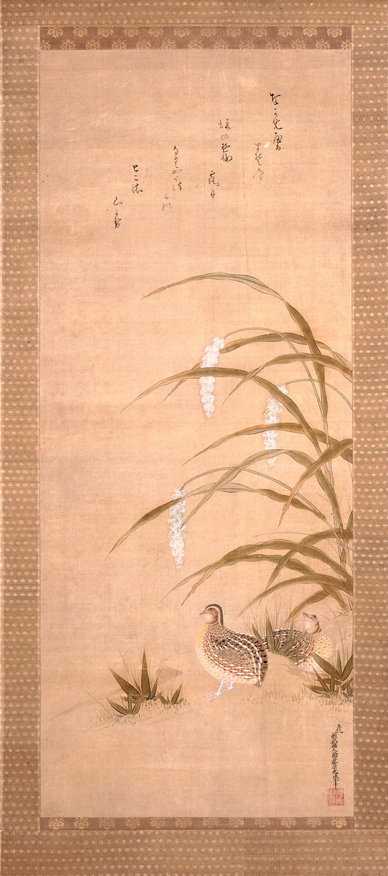 Kwartel en gierst door Tosa Mitsunari