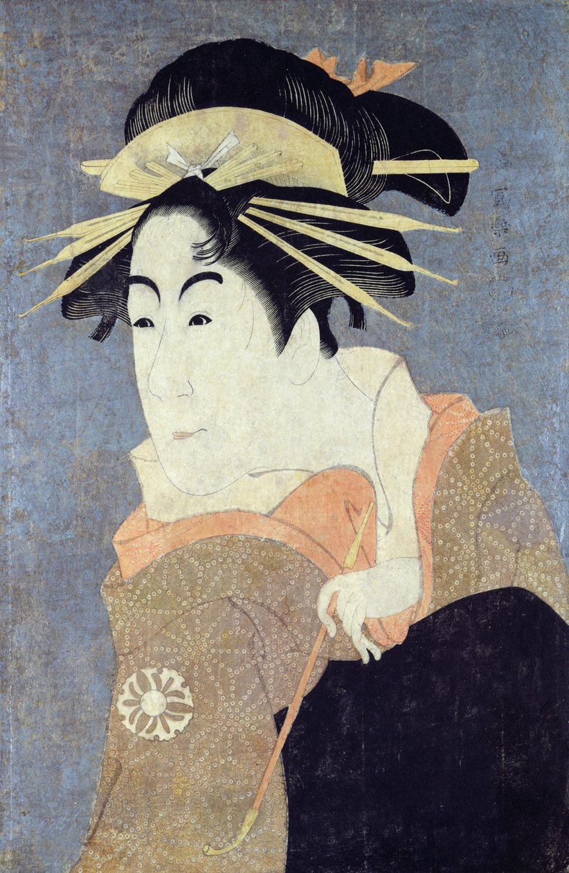 Matsumoto Yonesaburo in de rol van de courtisane Kewaizaka No Shosho (Shinobu) in het stuk 