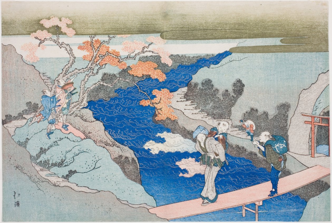 Herfst Esdoorns bij de Takinogawa Rivier, uit het album "De Eeuwige Waterval" door Totoya Hokkei