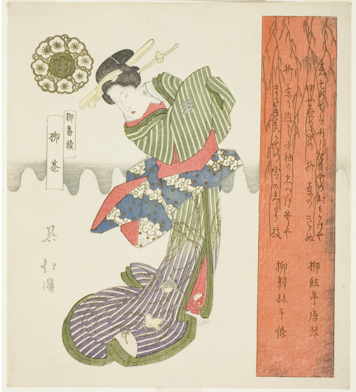 Wilgen Thee (Yanagicha), uit de serie "Een Serie van Wilgen (Yanagi bantsuzuki)" door Totoya Hokkei