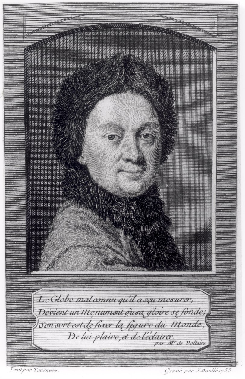 Pierre Louis Moreau de Maupertuis (1698-1759) gegraveerd door John Daulle (1703-63) 1755 door Tourniere