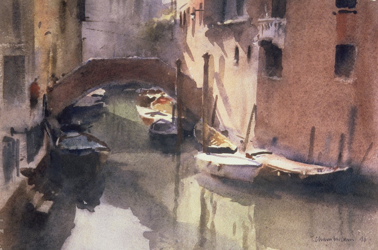 Een stille gracht in Venetië door Trevor Chamberlain