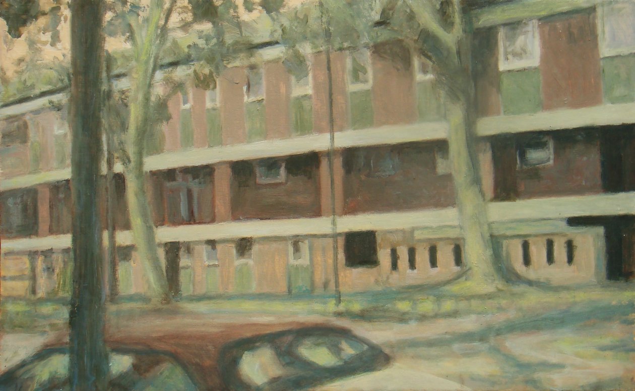 Een plek om te wonen 24, 2012 (olieverf op multiplex) door Trevor Burgess