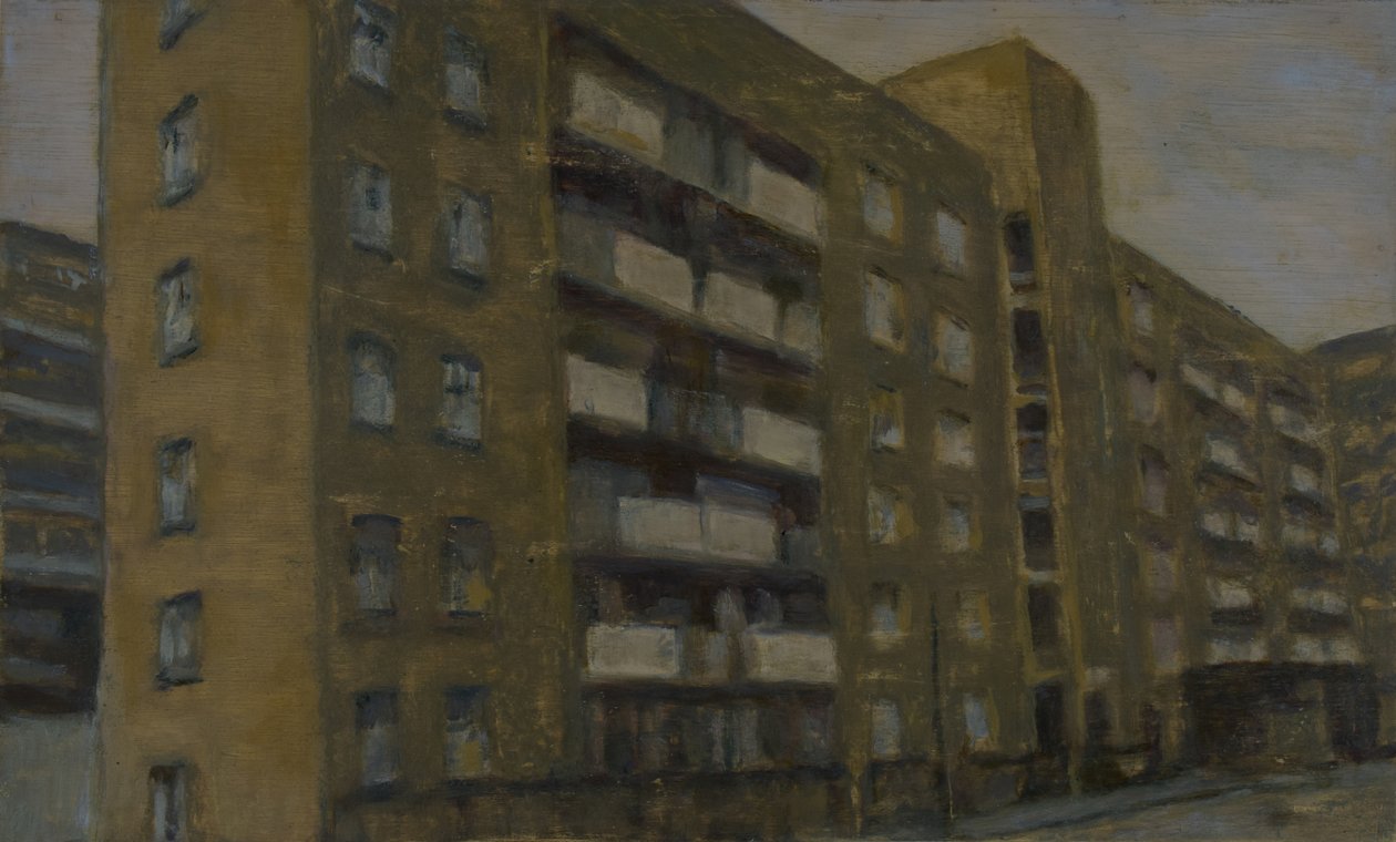 Een plek om te wonen 34, 2012 (olieverf op multiplex) door Trevor Burgess
