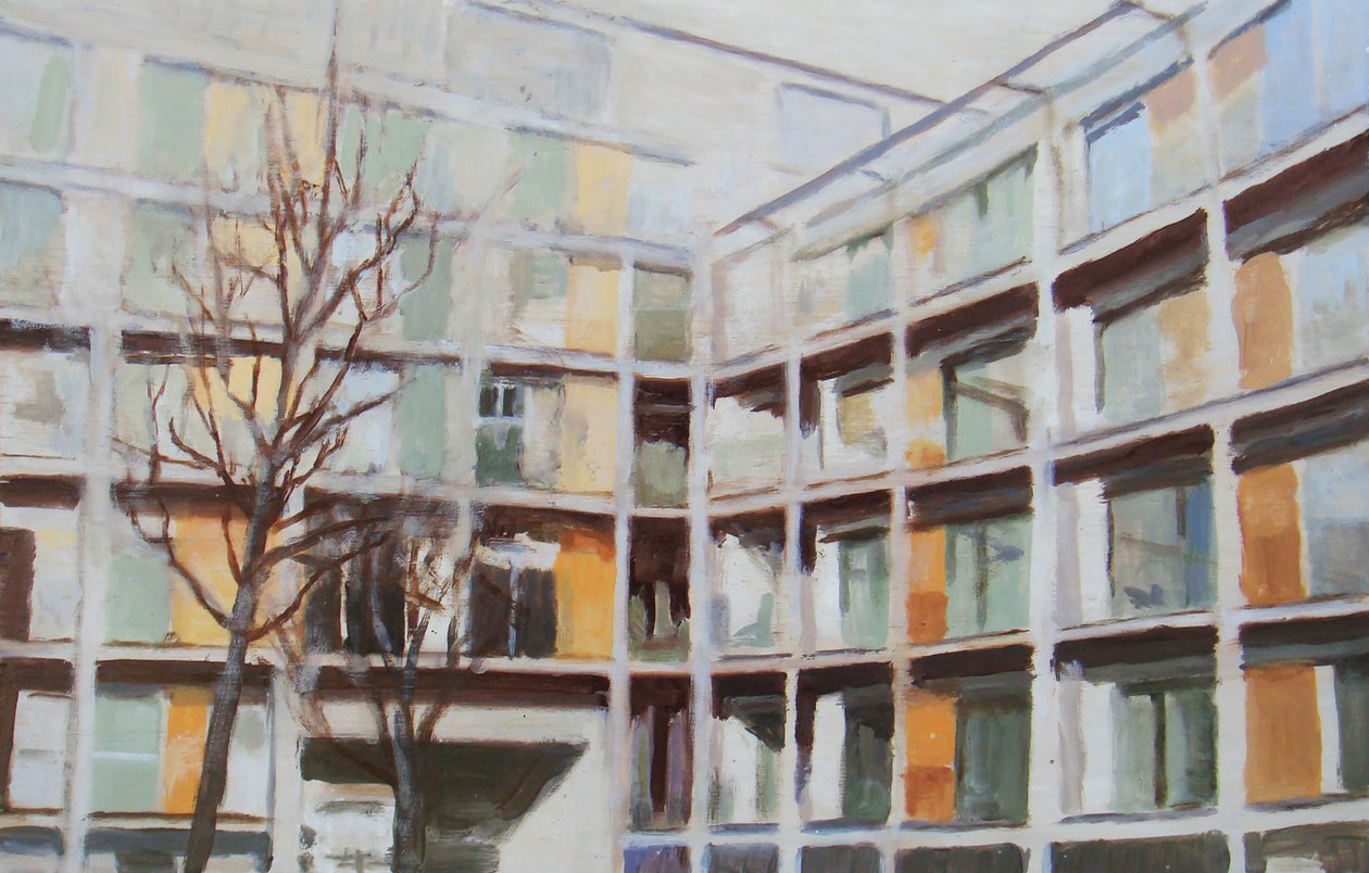 Een plek om te wonen 44, 2012 (olieverf op multiplex) door Trevor Burgess