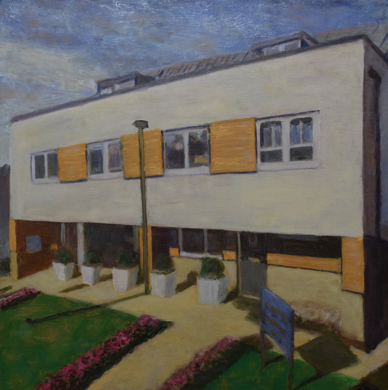 Een plek om te wonen 64, 2018 (olieverf op multiplex) door Trevor Burgess