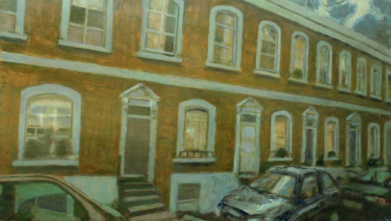 Een plek om te wonen L5, 2013 (olieverf op multiplex) door Trevor Burgess