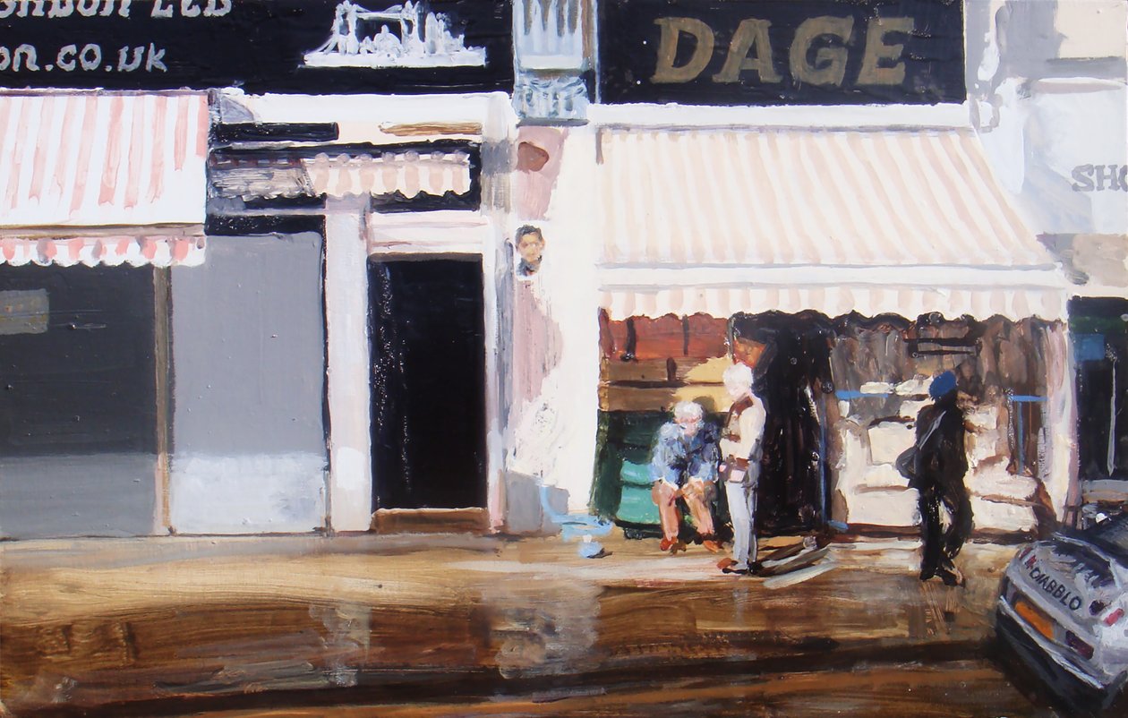 Actie voor ouderen, 2010 (olieverf op board) door Trevor Burgess