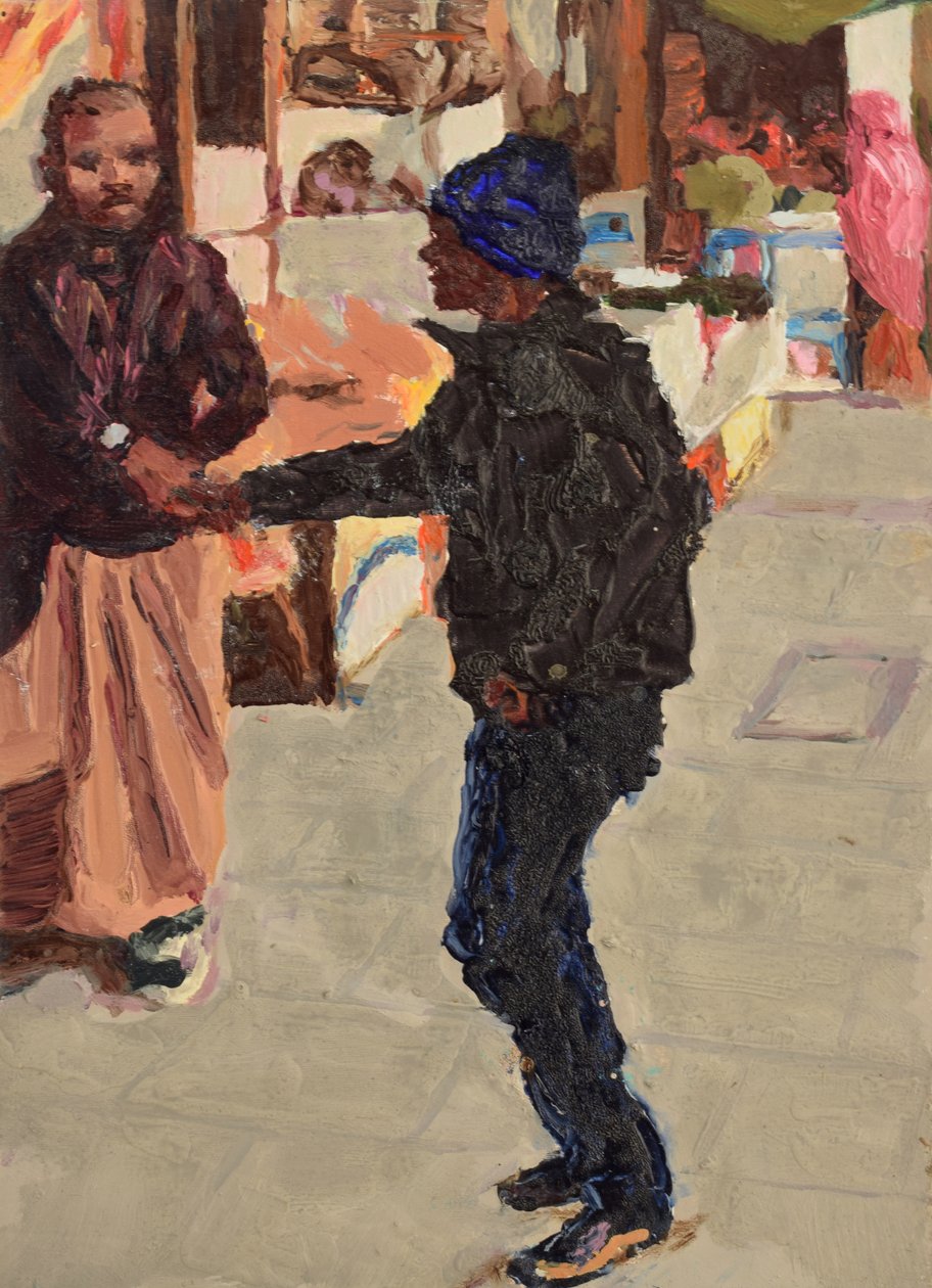 Handdruk, 2018 (olieverf op board) door Trevor Burgess