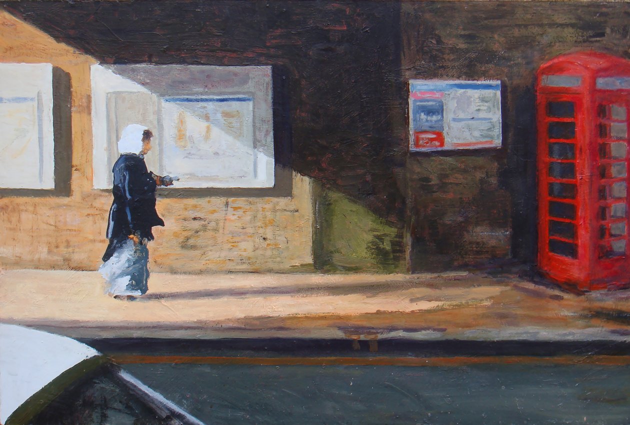 Onder de brug, 2007 (olieverf op board) door Trevor Burgess