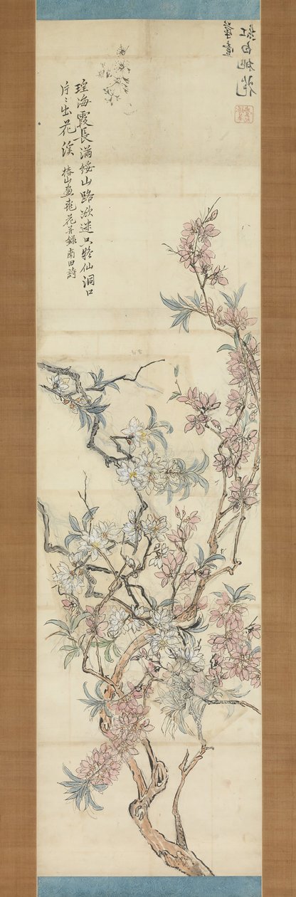 Rode en witte perzikbloesems, voorbereidende schets, 1843 door Tsubaki Chinzan