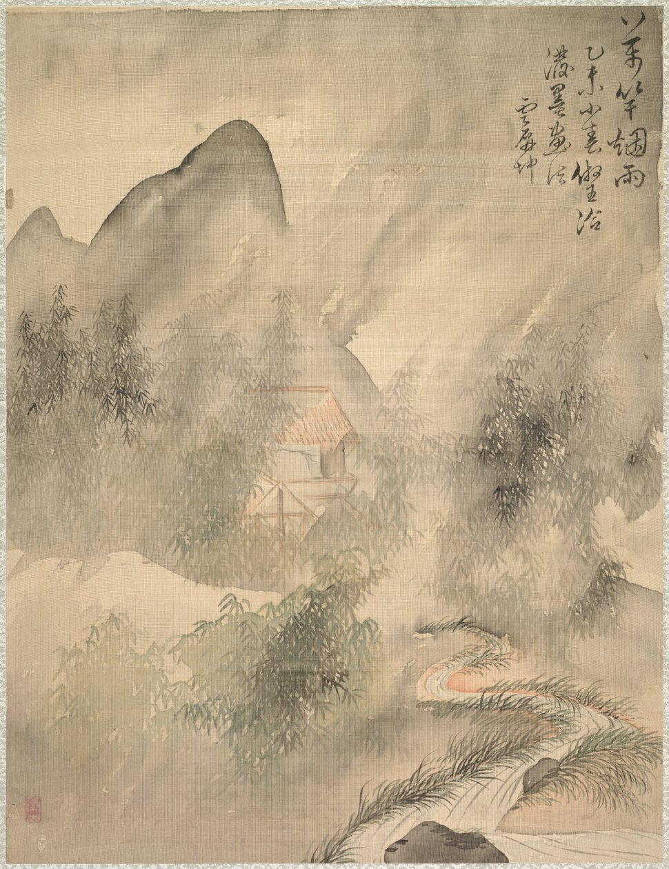 Tienduizend bamboes in de mist en regen door Tsubaki Chinzan