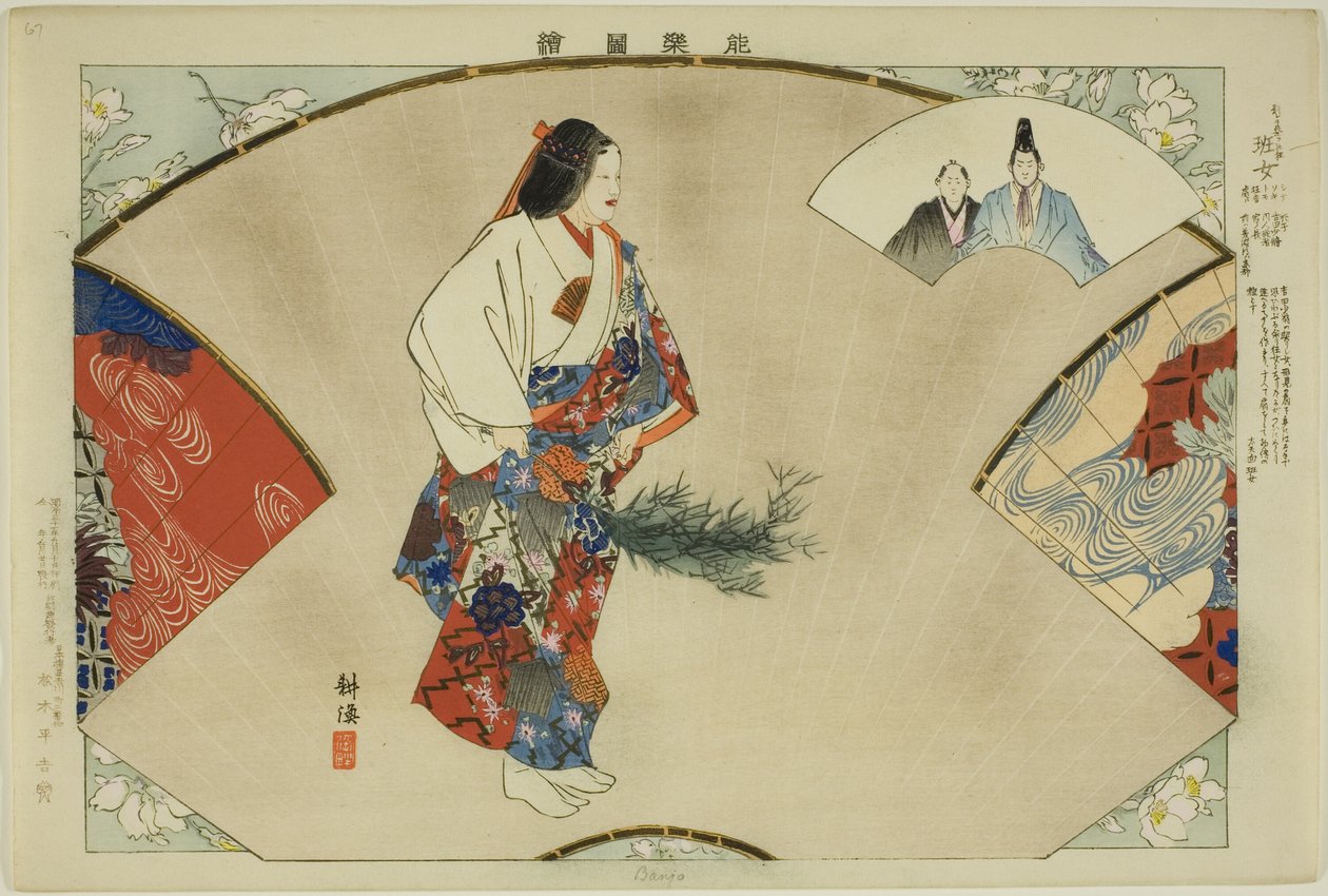 Banjo, uit de serie "Afbeeldingen van No-optredens" door Tsukioka Kogyo