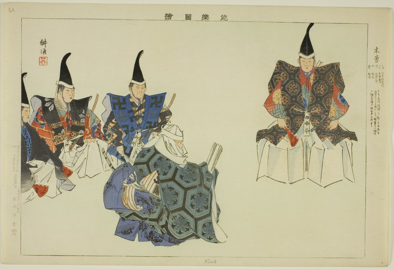 Kiso, uit de serie "Afbeeldingen van No-voorstellingen (Nogaku Zue)" door Tsukioka Kogyo