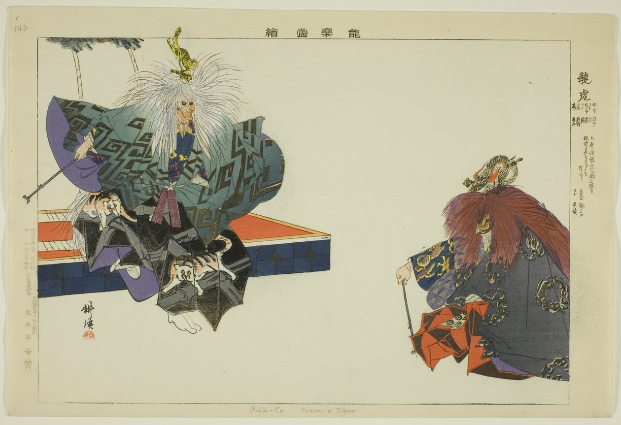 Ryuko, uit de serie "Afbeeldingen van No-voorstellingen (Nogaku Zue)" door Tsukioka Kogyo