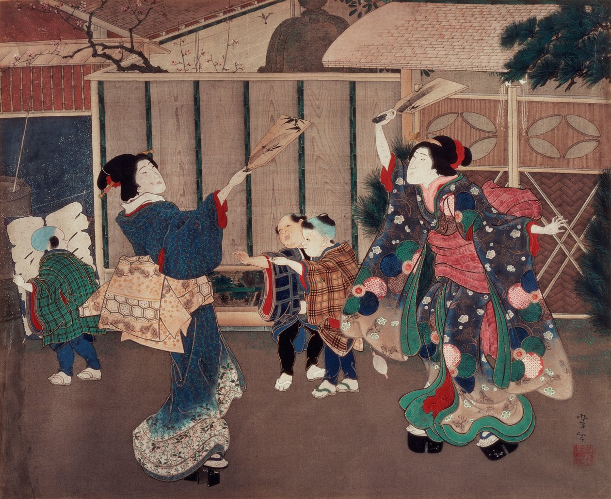 Januari: viering van het nieuwe jaar door Tsukioka Yoshitoshi