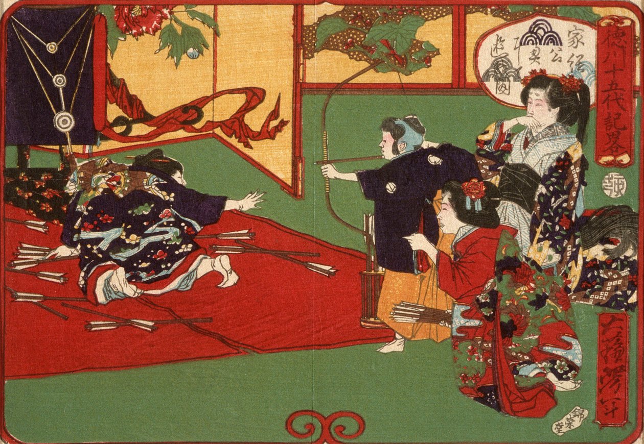 Tokugawa Ietsuga beoefent boogschieten door Tsukioka Yoshitoshi