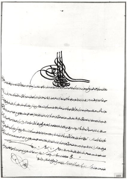 Document met Vrijgeleide gegeven aan Rene de Chateaubriand (1768-1848) door Sultan Selim III (1761-1808) 14-23 september 1806 door Turkish School