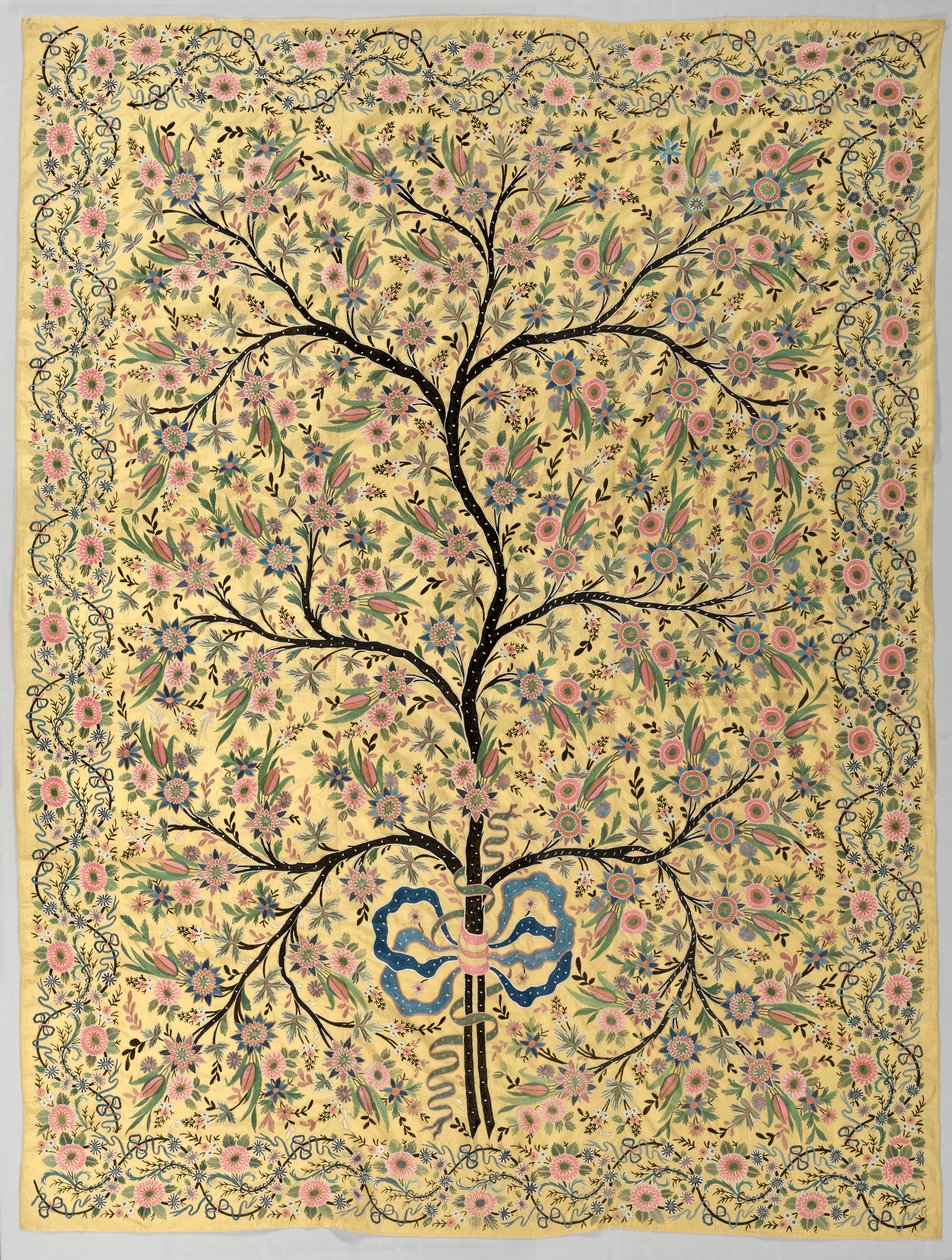 Zijden Hangende met Geborduurde Levensboom, 1800s door Turkish School