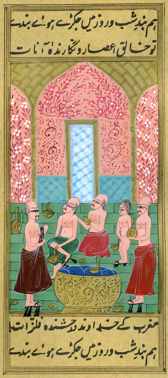 Uitzicht binnen een Mannen Hamam door Turkish School