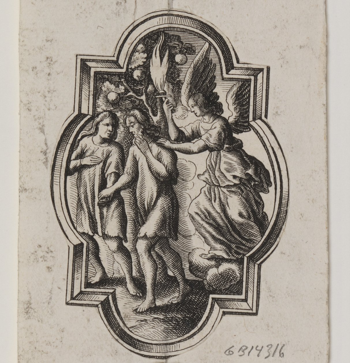 Embleem met Adam en Eva, verdreven uit het Paradijs door Ubekendt