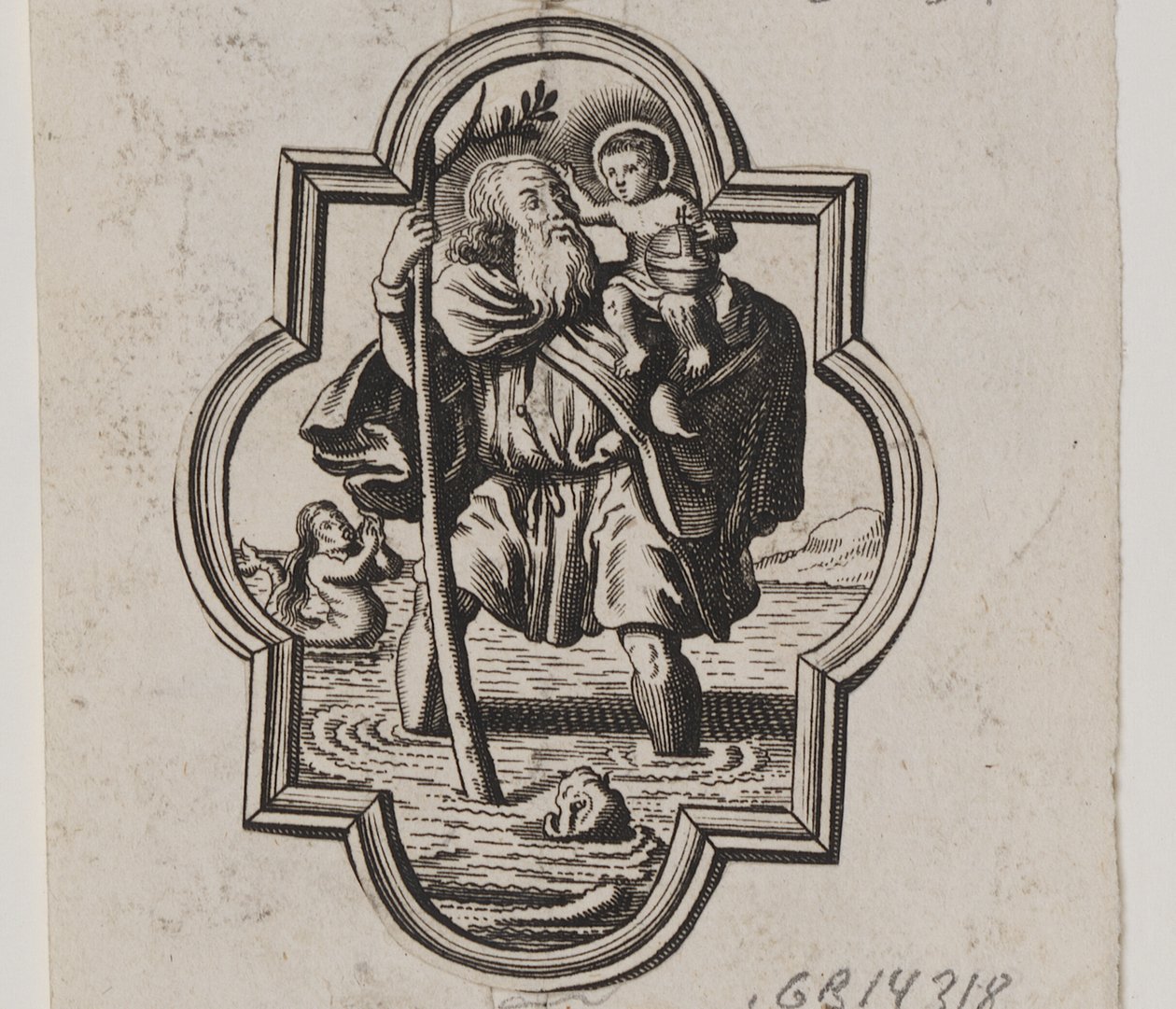 Embleem met de heilige Christoffel door Ubekendt