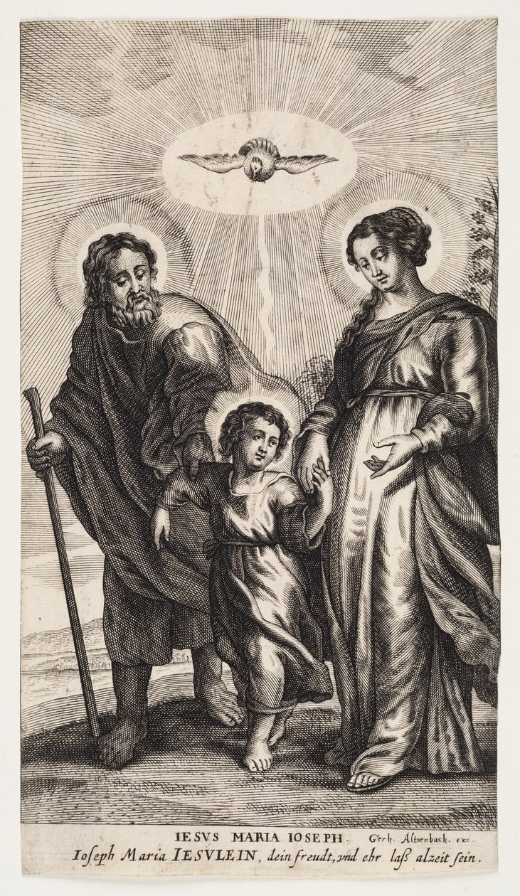 Jezus met Maria en Jozef door Ubekendt