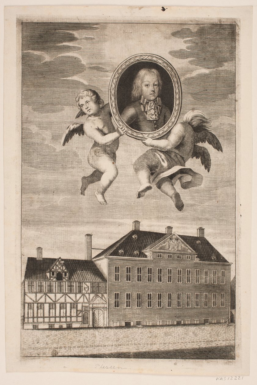 Medaille met portret van een jongen van de Plessenske familie. Momenteel een vakwerkhuis en een paleis door Ubekendt