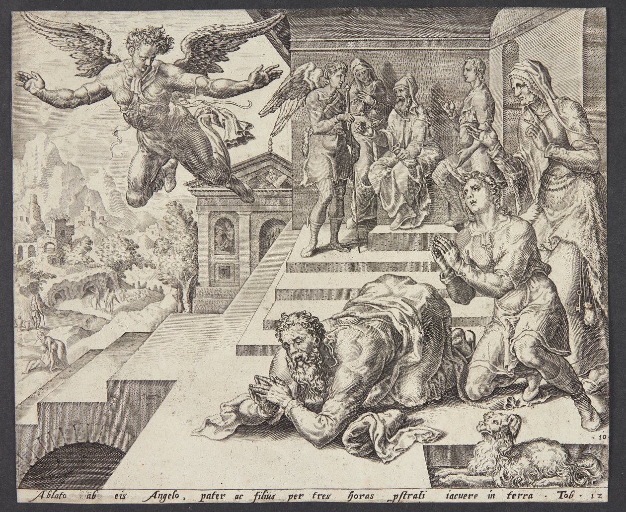Het vertrek van de engel door Ubekendt efter Maarten van Heemskerck