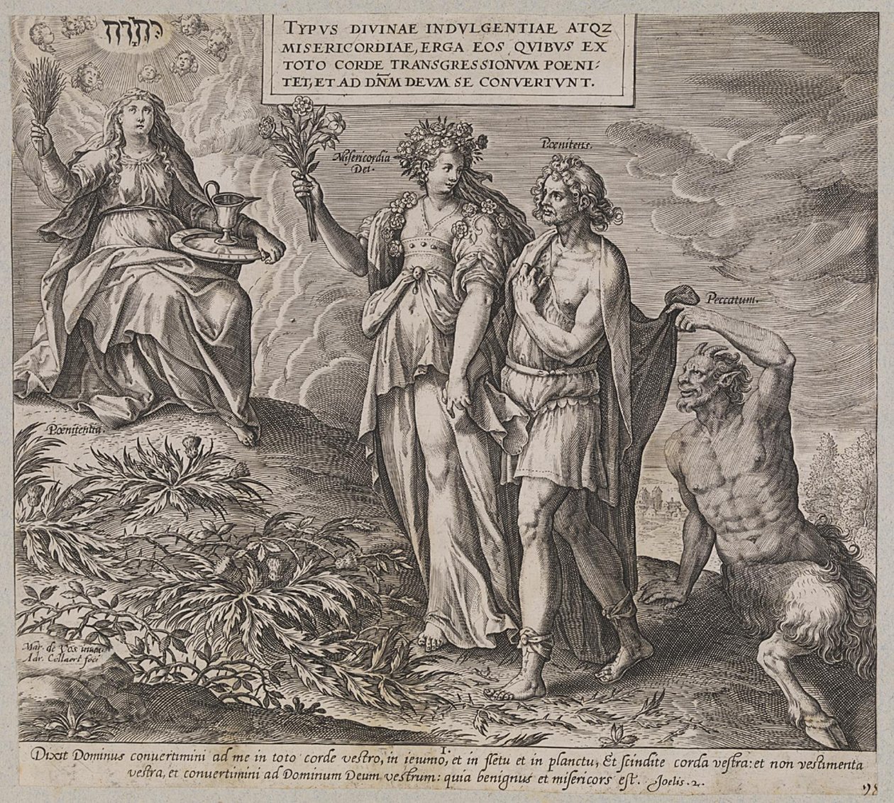 Titel, allegorie van boetedoening en schuldbewustzijn door Ubekendt efter Maerten de Vos