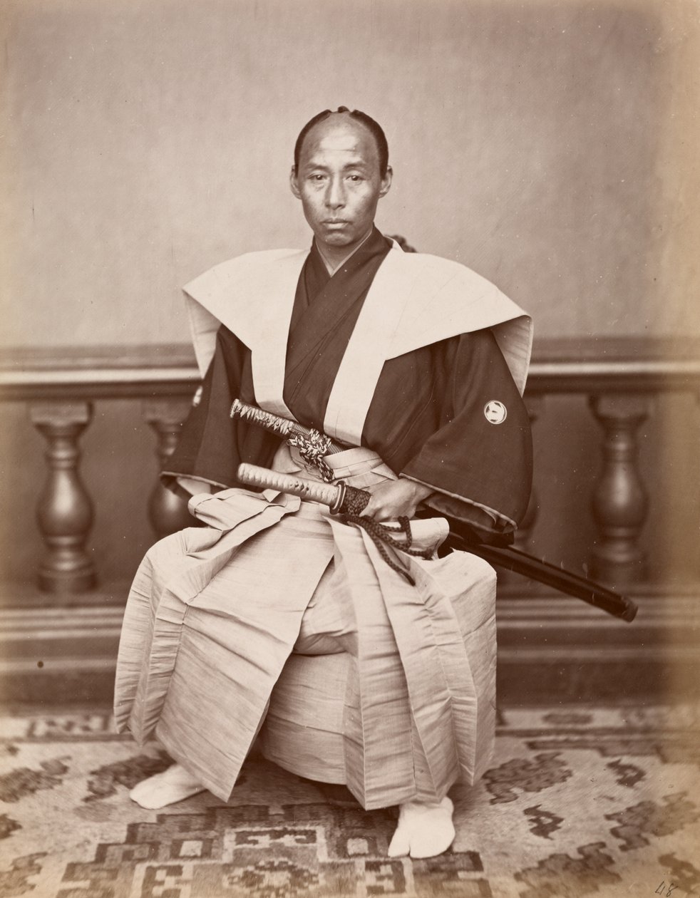 Samurai (Harada Kiichi), Nagasaki, Japan, ca.1870 (albumine print) door Ueno Hikoma