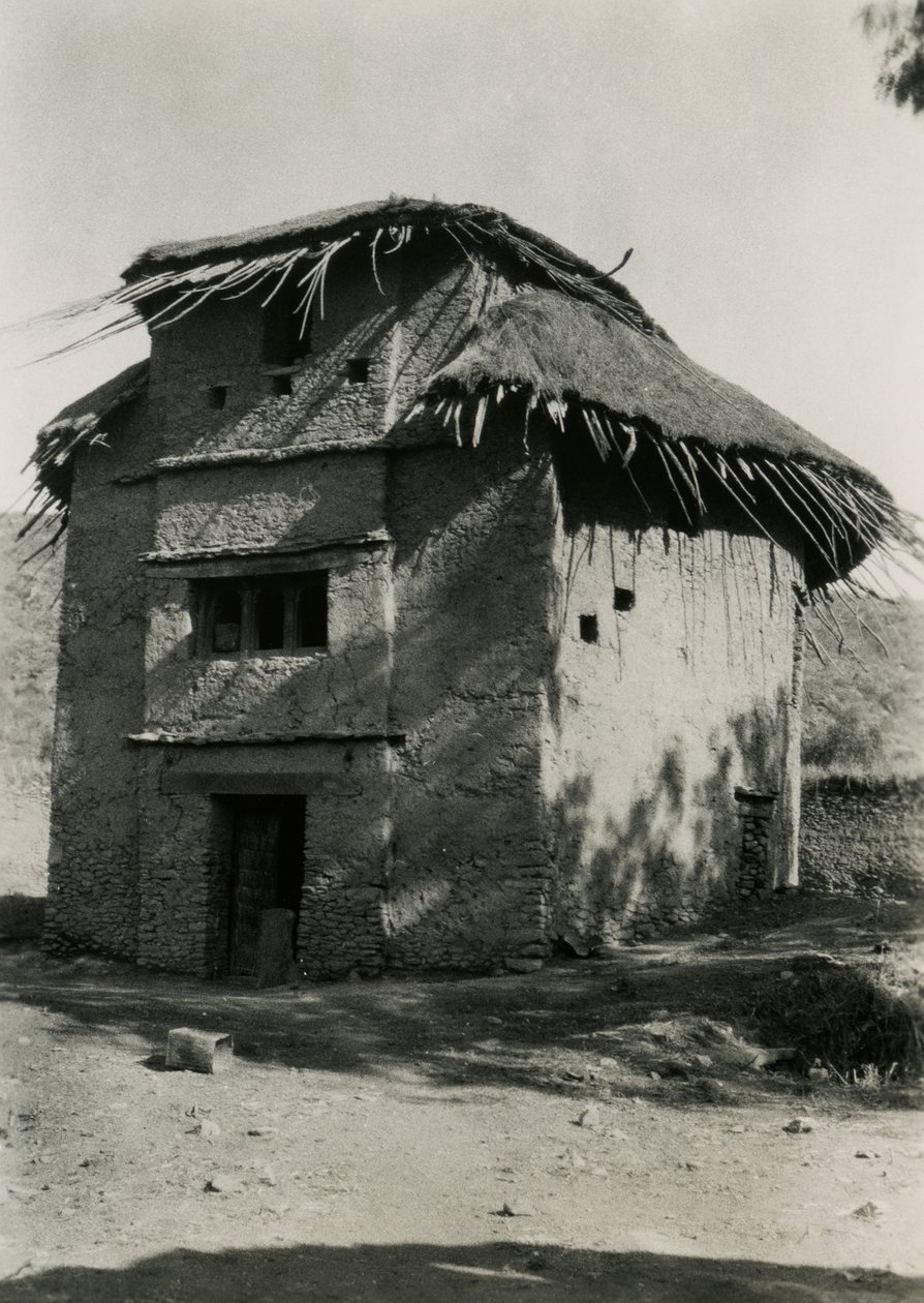 Vierkante hut met rieten dak, Axum, Ethiopië, foto door Ugo Monneret de Villard door Ugo Monneret de Villard