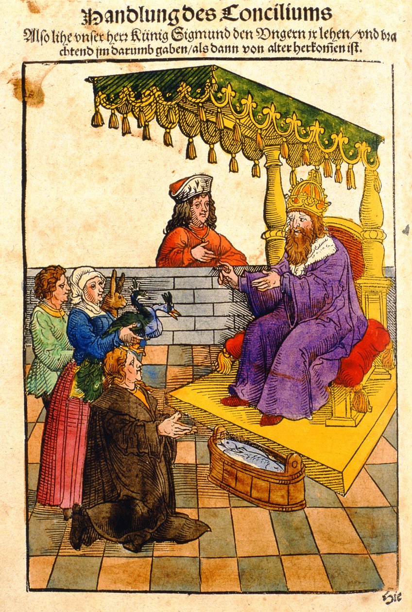 Sigismund vervult zijn feodale plichten op het Concilie van Konstanz, uit 