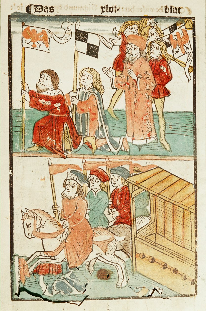 Vergoeding van de burggraaf van Nuernberg, Friedrich von Hohenzollern, met de maarten Brandenburg door keizer Sigismund ... door Ulrich von Richental