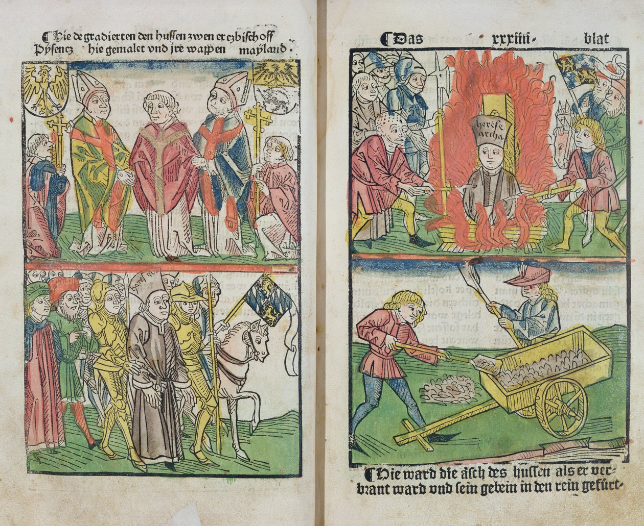 Jan Hus verbrand op de brandstapel tijdens het Concilie van Konstanz, uit 