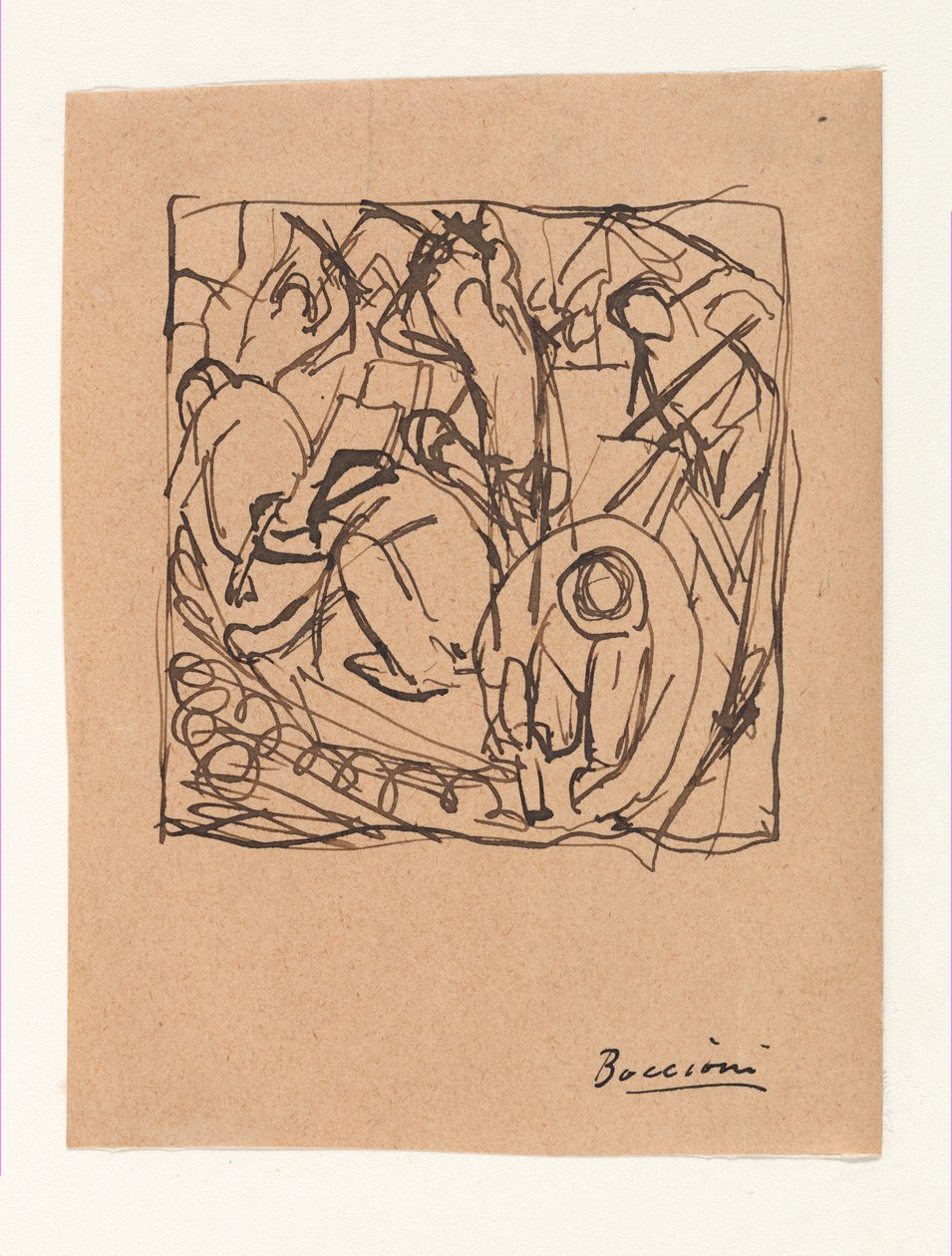 Kompositionsstudie für "Die Straßenpflasterer" door Umberto Boccioni