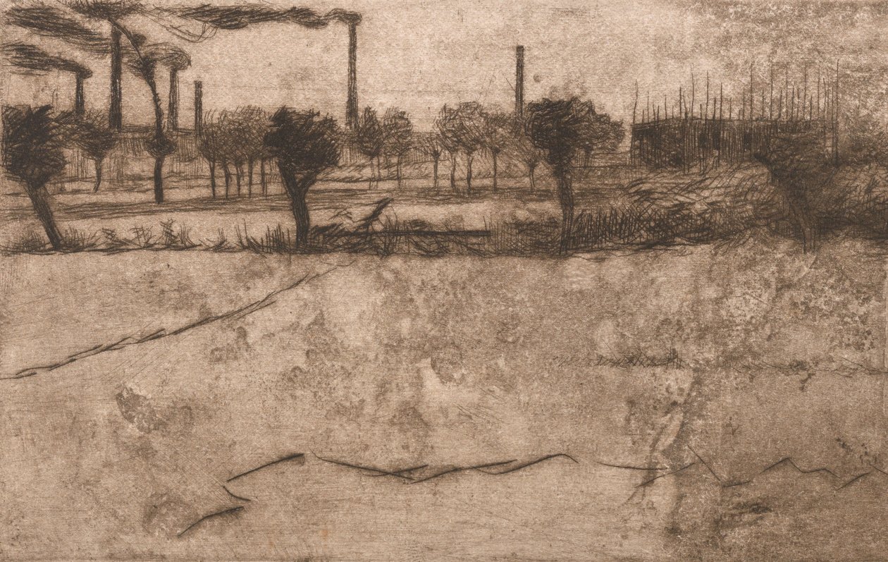 Landschap met Industriële Planten, 1909 door Umberto Boccioni