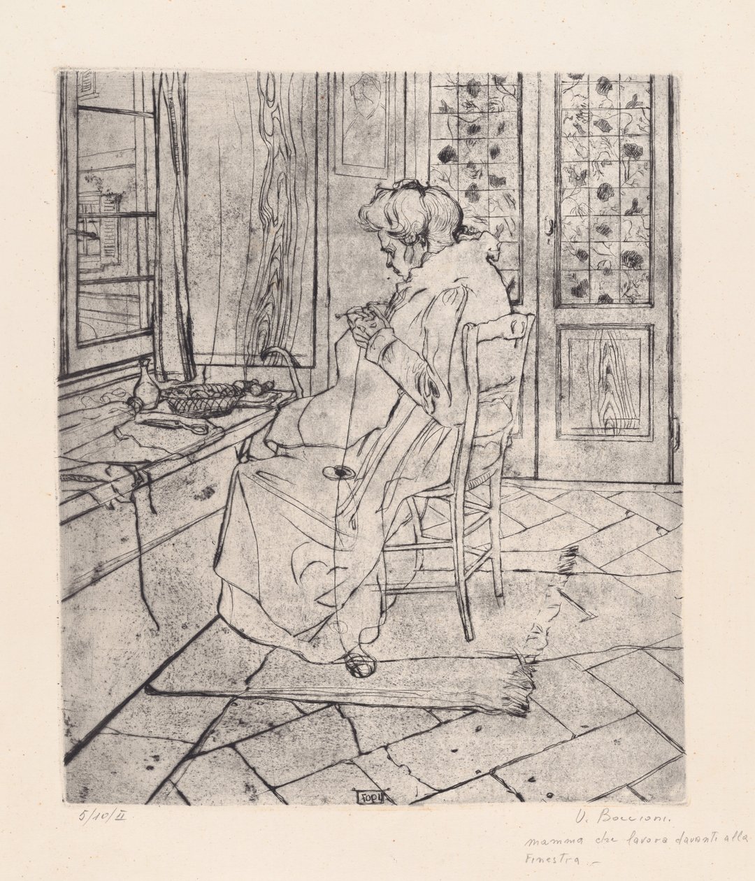 Mijn moeder die werkt door Umberto Boccioni