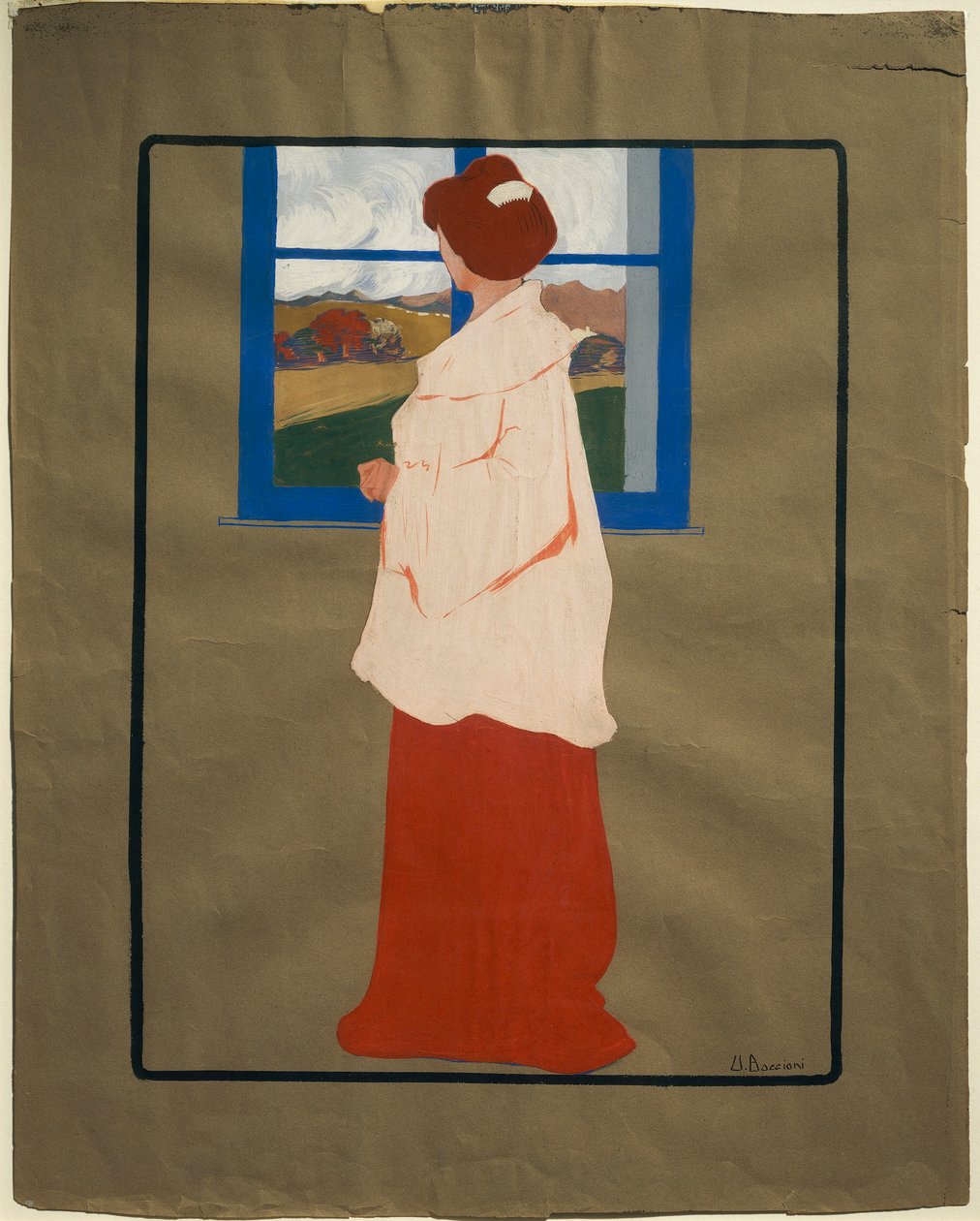 Vrouw bij raam (Herfst), circa 1908, door Umberto Boccioni door Umberto Boccioni