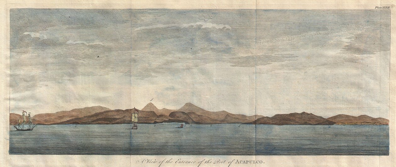 Een uitzicht op de ingang van de haven van Acapulco door Unbekannt Unbekannt