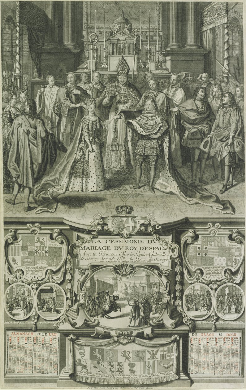 Huwelijk van Maria Luisa van Savoye en Felipe V van Spanje in 1701 door Unbekannt Unbekannt